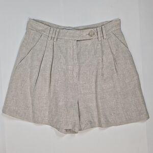 & Other Stories Linen Pleated Shorts Women's US 8 EU 38 Oatmeal Beige